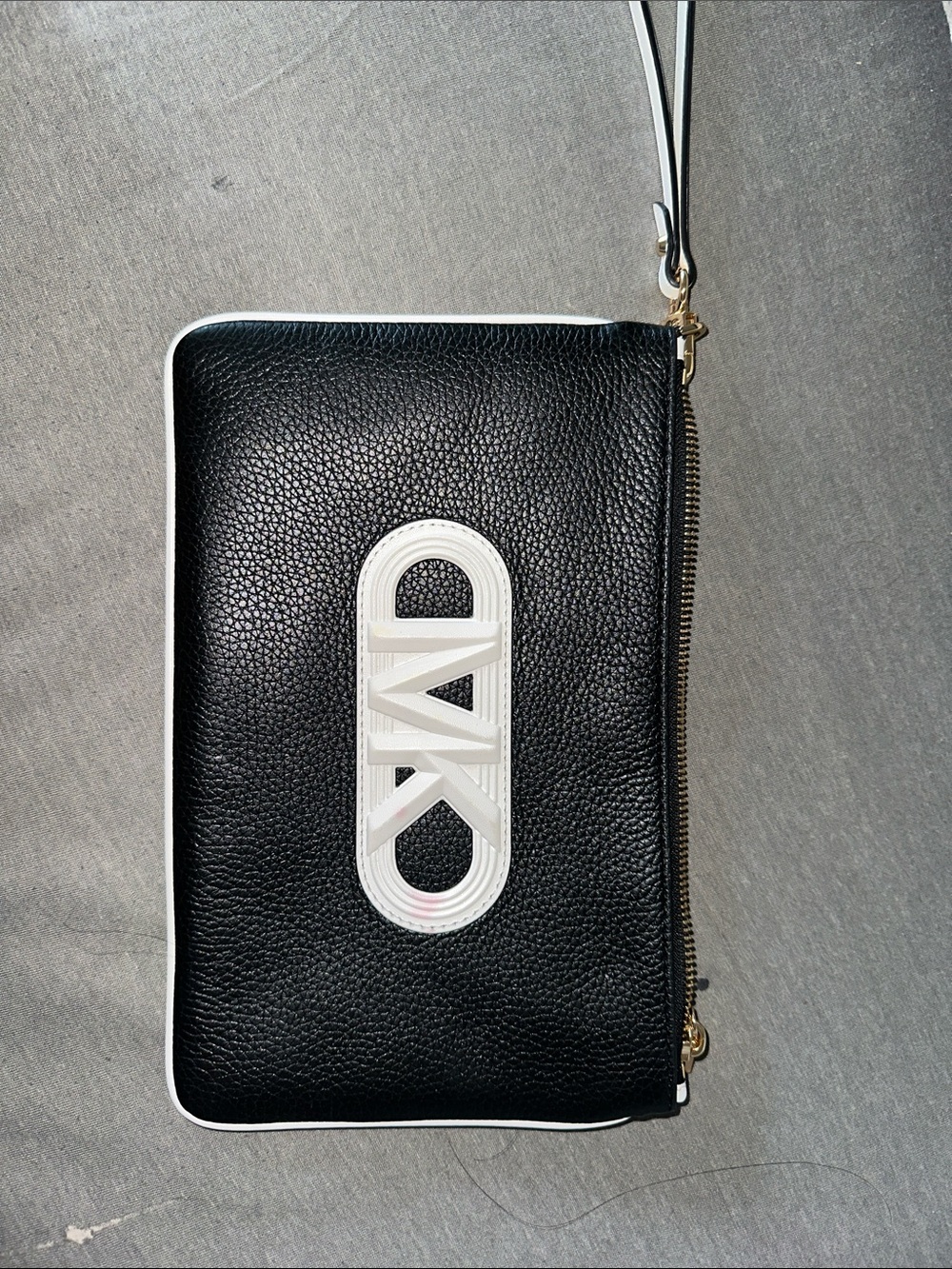 Michael Kors Black & White Logo Wristlet Clutch